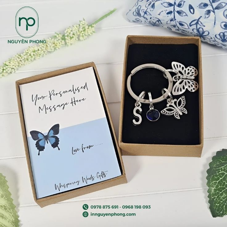 Hộp đựng móc khóa kèm thiệp